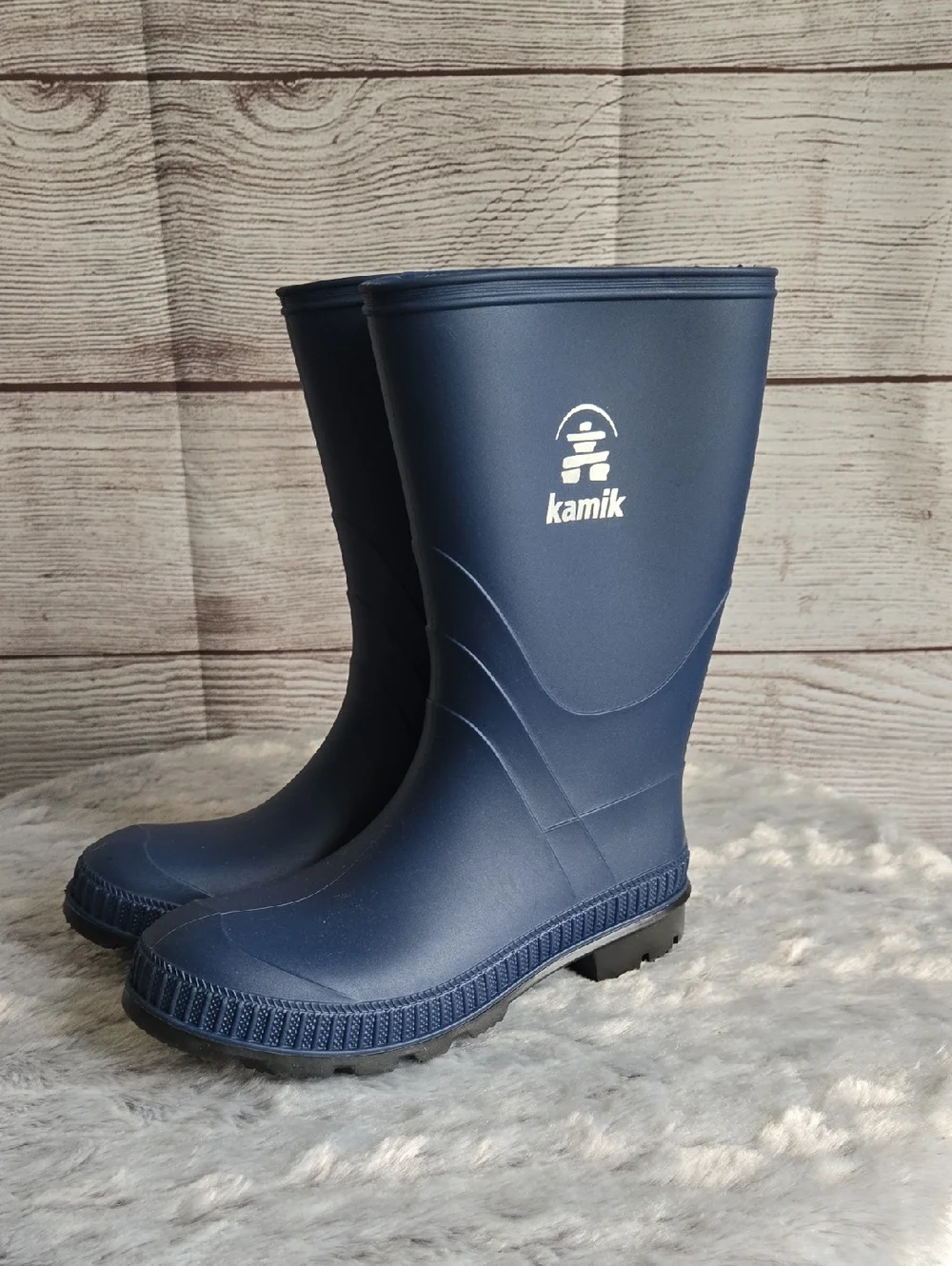 Kamik Navy Rain Boots, Big Kids Size 4